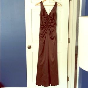 Chocolate brown ruched satin dress